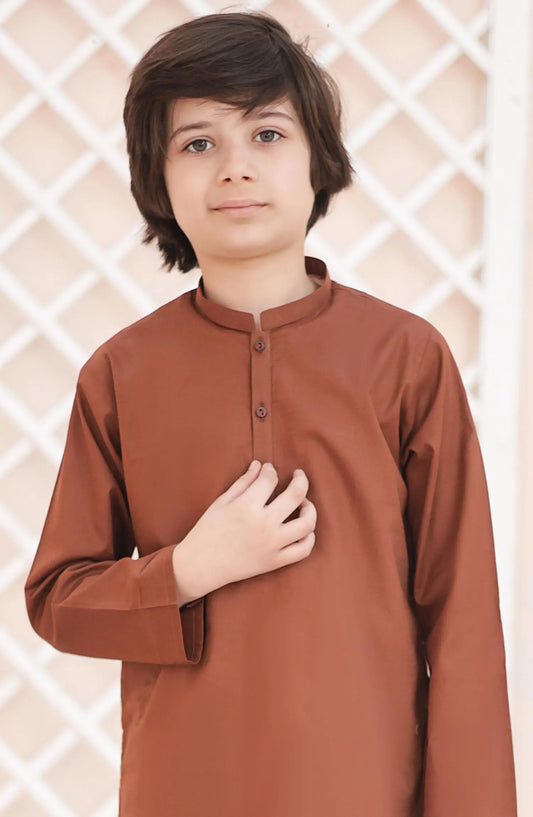 Ramazan Edit Kurta Trouser Collection By Hassan Jee - KT 21 Caramel Brown Kurta Trouser