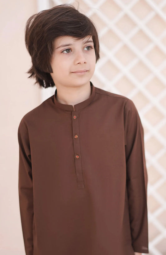 Ramazan Edit Kurta Trouser Collection By Hassan Jee - KT 22 Wood Brown Kurta Trouser