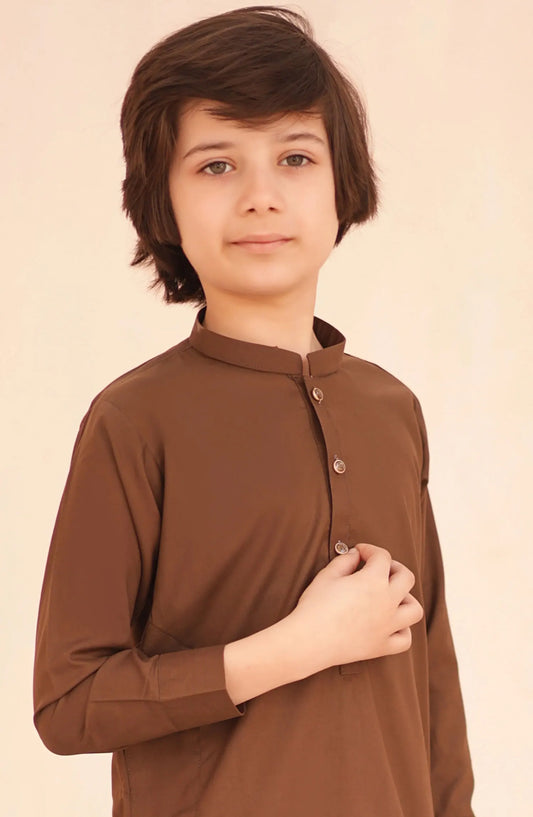 Ramazan Edit Kurta Trouser Collection By Hassan Jee - KT 28 Coffee Brown Kurta Trouser
