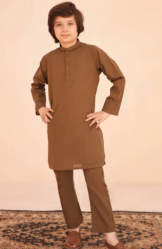 Ramazan Edit Kurta Trouser Collection By Hassan Jee - KT 29 Russet Brown Kurta Trouser