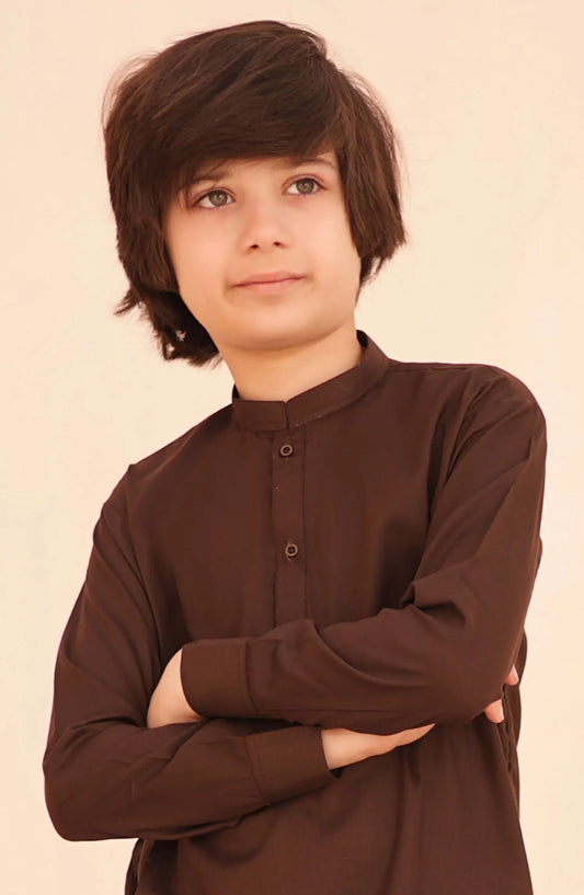 Ramazan Edit Kurta Trouser Collection By Hassan Jee - KT 30 Chestnut Brown Kurta Trouser