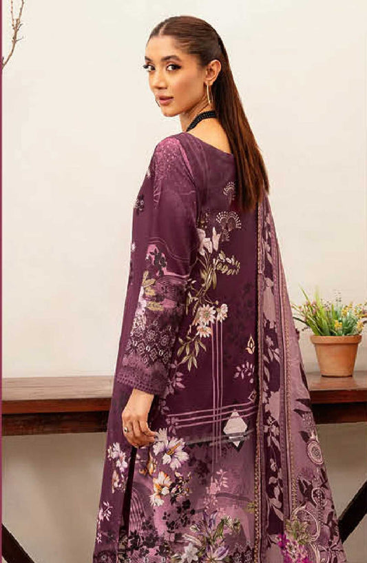 Mashaal by Ramsha Embroidered Lawn Unstitched 3 Piece Suit - L 1201 - R25M12 - Purple - Summer Collection