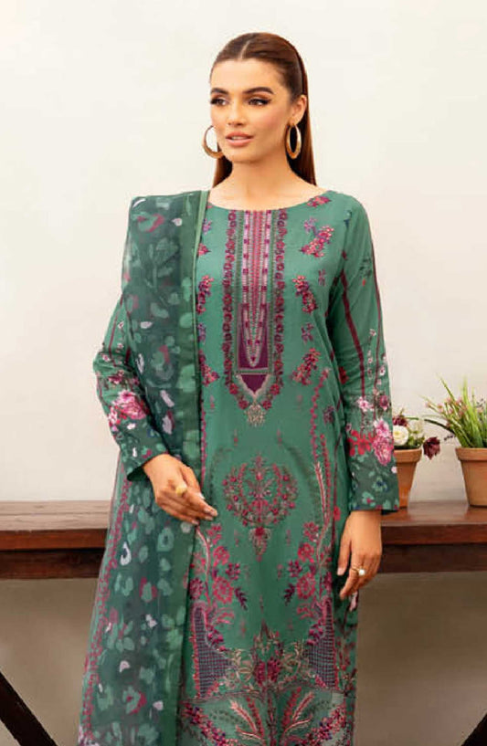 Mashaal by Ramsha Embroidered Lawn Unstitched 3 Piece Suit - L 1202 - R25M12 - Sea Green - Summer Collection