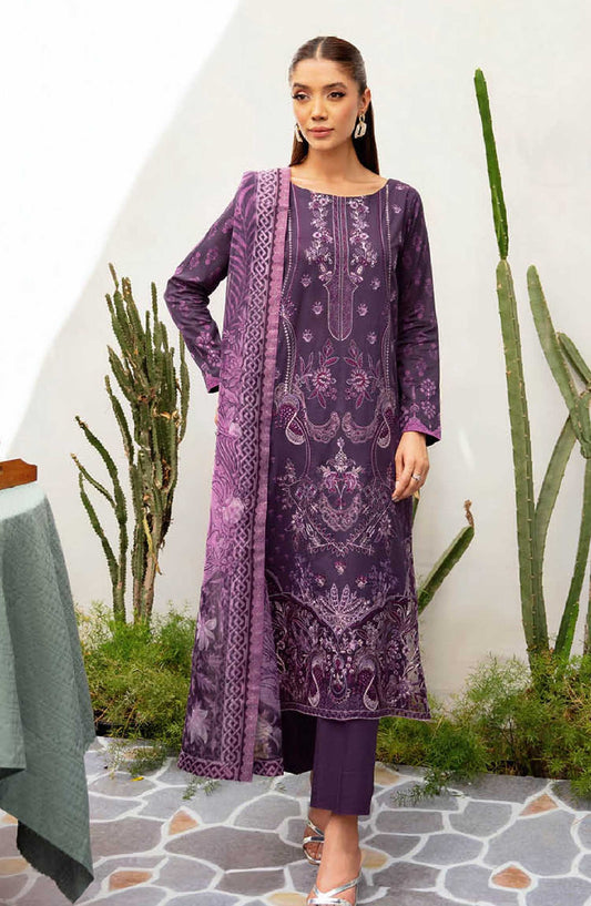 Mashaal by Ramsha Embroidered Lawn Unstitched 3 Piece Suit - L 1209 - R25M12 - Purple - Summer Collection