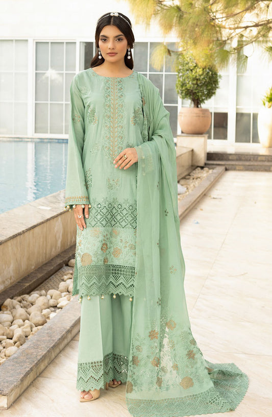 Lawnkari by Bunai Embroidered Lawn Unstitched 3 Piece Suit - D-06 - BUN25LK - Green - Summer Collection
