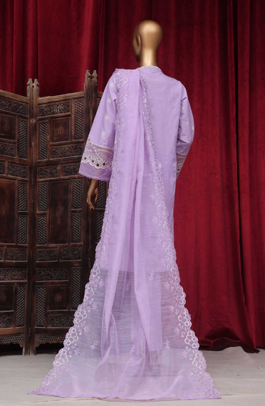Bin Saeed Embroidered Lawn Stitched 3 Piece - LF 005 - BS25LF - Greyish Purple - Summer Collection