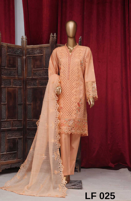 Bin Saeed Embroidered Lawn Stitched 3 Piece - LF 025 - BS25LF - Peach - Summer Collection