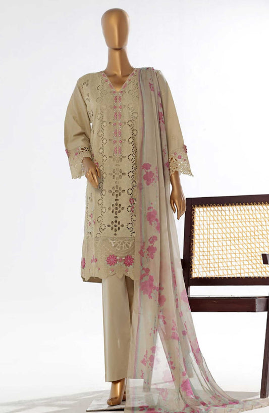 Bin Saeed Embroidered Lawn Stitched 3 Piece - Lf 027 B - BS25EL - Grey - Summer Collection