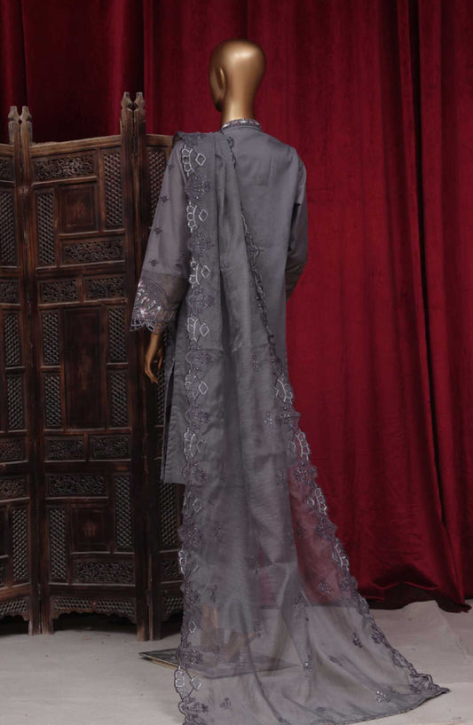 Bin Saeed Embroidered Lawn Stitched 3 Piece - LF 037 - BS25LF - Dark Grey - Summer Collection