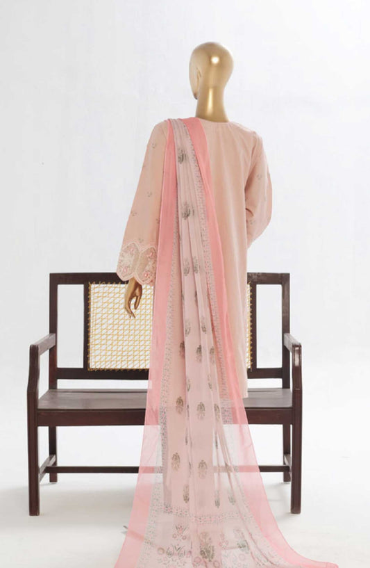 Bin Saeed Embroidered Lawn Stitched 3 Piece Suit - LF 141B - BS25LF - Pink - Summer Collection