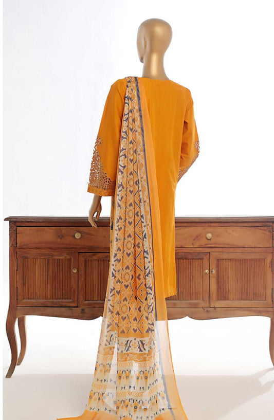 Bin Saeed Embroidered Lawn Stitched 3 Piece - Lf 145 C - BS25EL - Yellow - Summer Collection