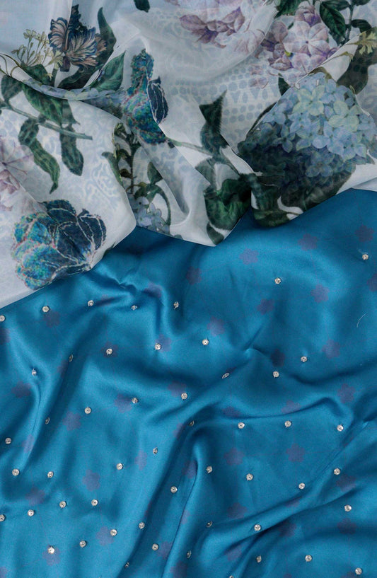 Silky Apparels Unstitched Digital Printed and Embroidered Collection - LU Silk 02