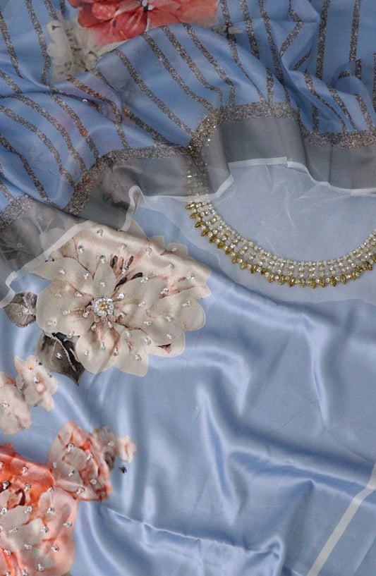 Silky Apparels Unstitched Digital Printed and Embroidered Collection - LU Silk 04