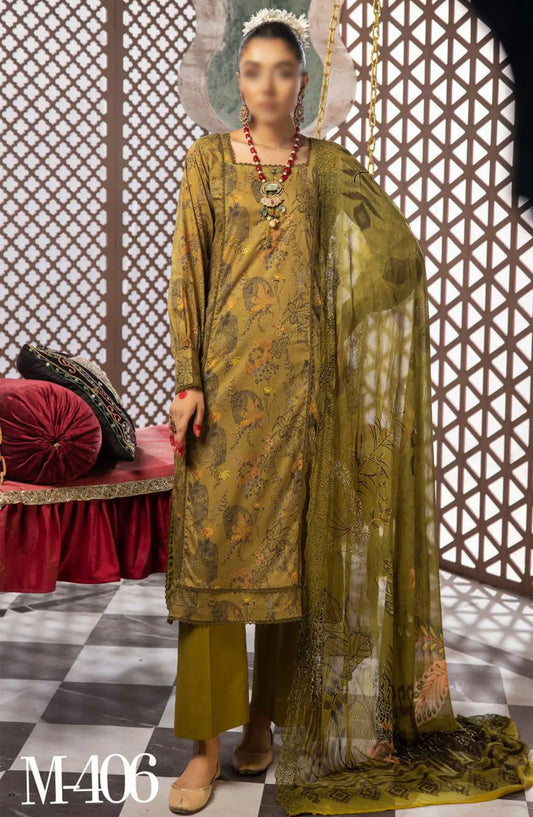 Mahoor Printed and Embroidered Lawn Collection 2024 - M-406