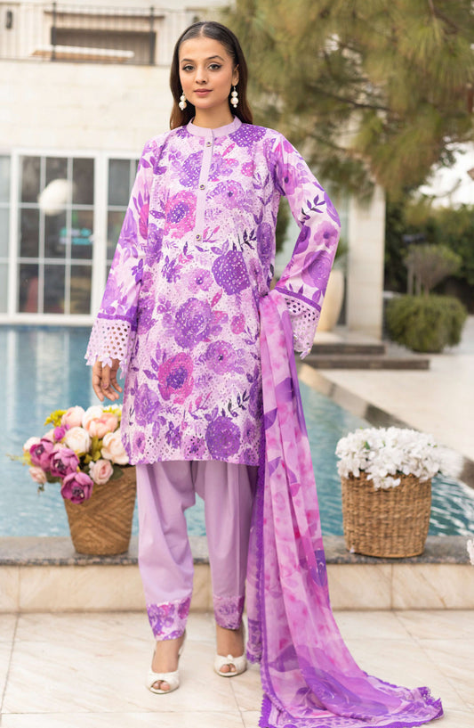 Mahees Sehar by Riaz Arts Chikankari Lawn Unstitched 3 Piece Suit - D-04 - RA25MSC - Purple - Summer Collection