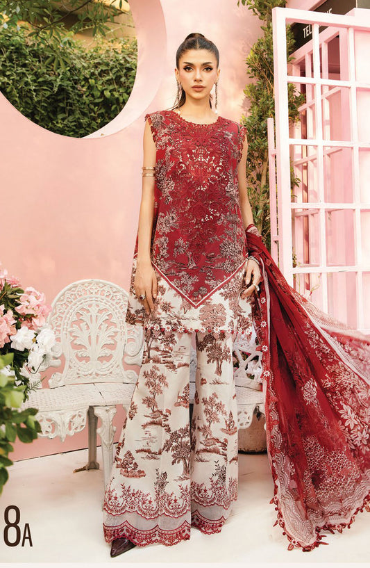 Maria b Embroidered Lawn Unstitched 3 Piece Suit - D-08 A - MB25MPEE - Summer Collection