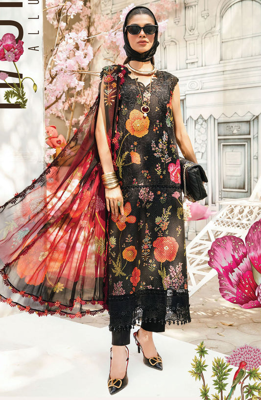 Maria b Embroidered Lawn Unstitched 3 Piece Suit - D-07 B - MB25MPEE - Summer Collection