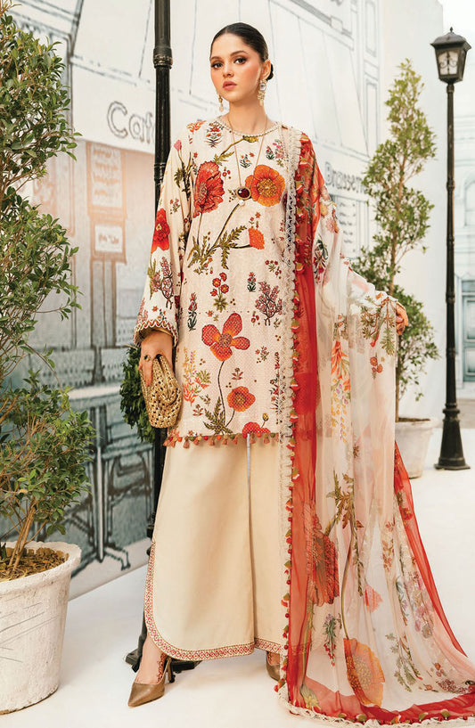 Maria b Embroidered Lawn Unstitched 3 Piece Suit - D-07 A - MB25MPEE - Summer Collection