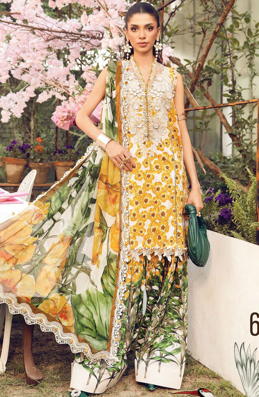 Maria b Embroidered Lawn Unstitched 3 Piece Suit - D-06 A - MB25MPEE - Summer Collection