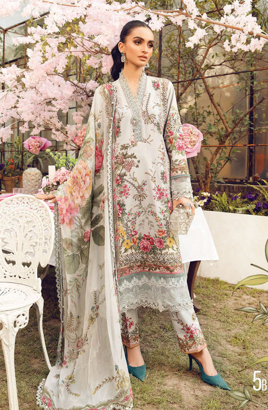 Maria b Embroidered Lawn Unstitched 3 Piece Suit - D-05 B - MB25MPEE - Summer Collection