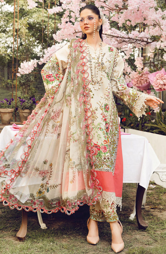 Maria b Embroidered Lawn Unstitched 3 Piece Suit - D-05 A - MB25MPEE - Summer Collection