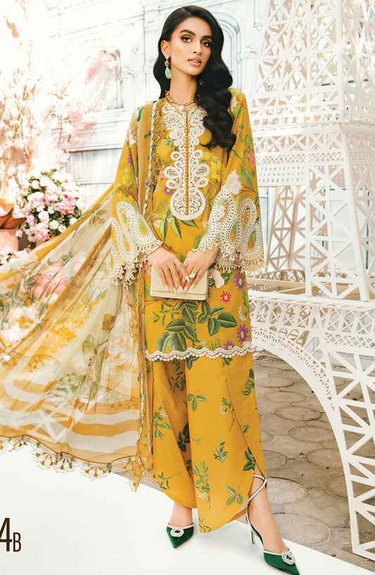 Maria b Embroidered Lawn Unstitched 3 Piece Suit - D-04 B - MB25MPEE - Summer Collection