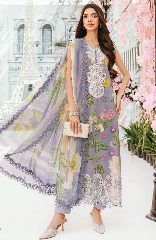 Maria b Embroidered Lawn Unstitched 3 Piece Suit - D-04 A - MB25MPEE - Summer Collection