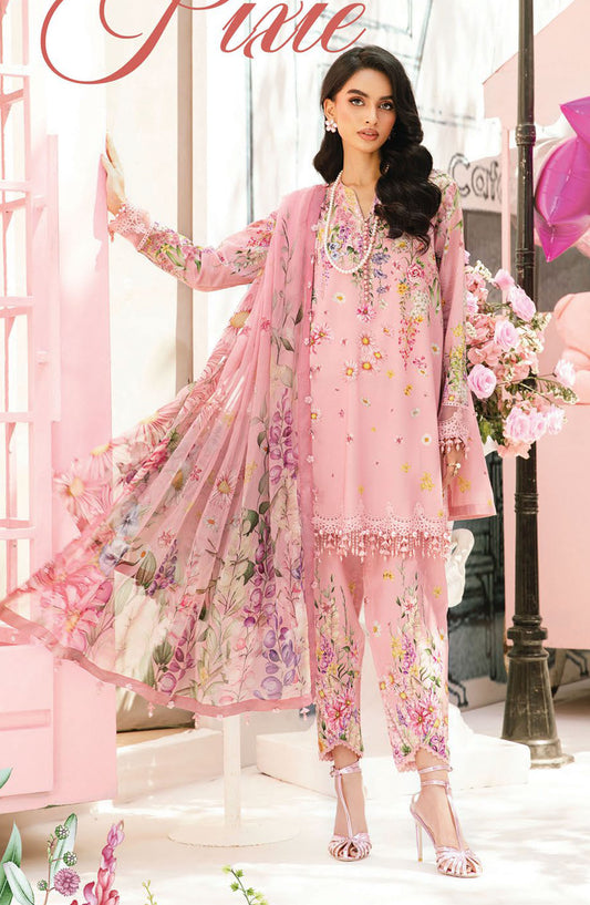 Maria b Embroidered Lawn Unstitched 3 Piece Suit - D-03 B - MB25MPEE - Summer Collection