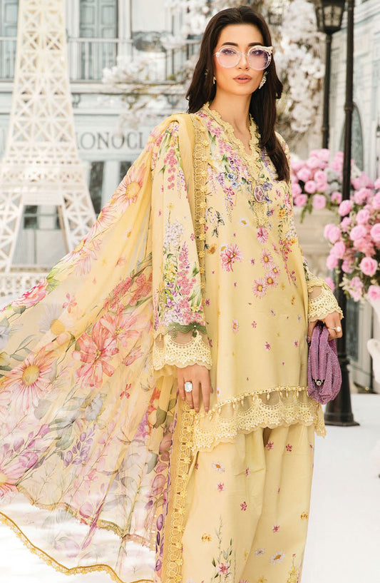 Maria b Embroidered Lawn Unstitched 3 Piece Suit - D-03 A - MB25MPEE - Summer Collection