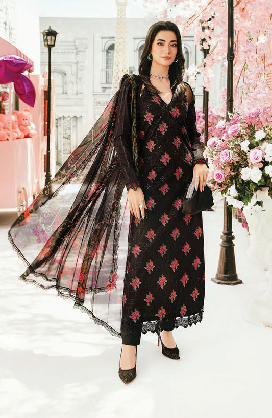 Maria b Embroidered Lawn Unstitched 3 Piece Suit - D-01 B - MB25MPEE - Summer Collection
