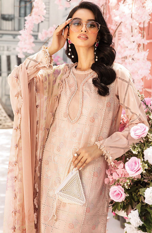 Maria b Embroidered Lawn Unstitched 3 Piece Suit - D-01 A - MB25MPEE - Summer Collection