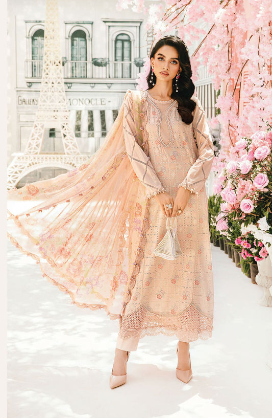 Maria b Embroidered Lawn Unstitched 3 Piece Suit - D-01 A - MB25MPEE - Summer Collection