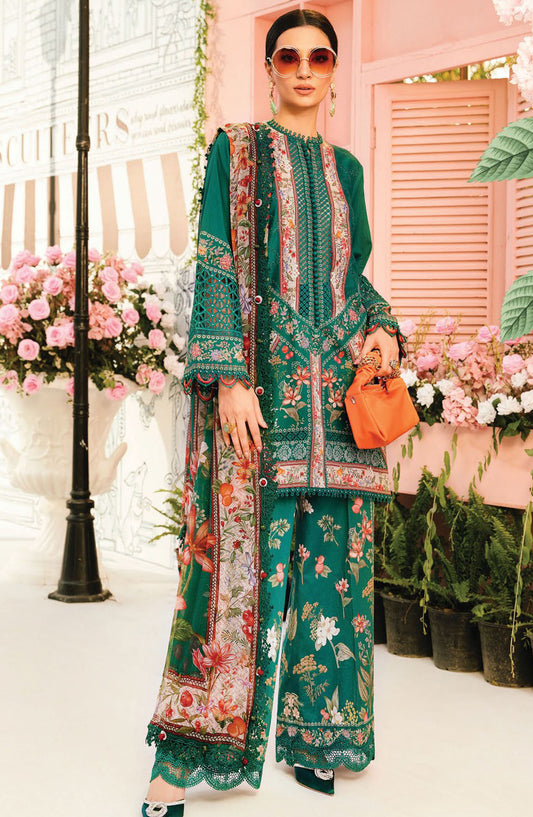 Maria b Embroidered Lawn Unstitched 3 Piece Suit - D-10 A - MB25MPEE - Summer Collection