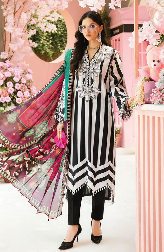 Maria b Embroidered Lawn Unstitched 3 Piece Suit - D-09 B - MB25MPEE - Summer Collection