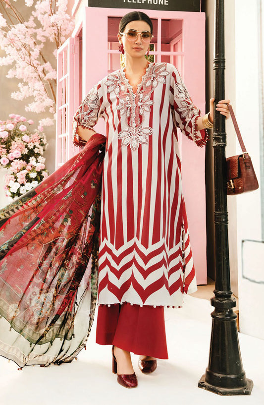 Maria b Embroidered Lawn Unstitched 3 Piece Suit - D-09 A - MB25MPEE - Summer Collection