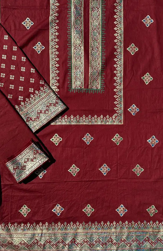 Adaa By Mahnoor Printed Cotton Lawn Suits Unstitched 2 Piece - Maroon