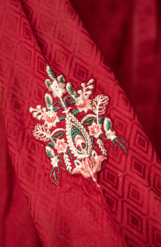 Amna Khadija Monzene Pret Collection 2024 - Maroon Emb Separates