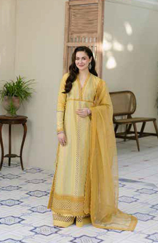 Maryum n Maria Embroidered Lawn Unstitched 3 Piece Suit - MS50111 AERIN - MNM25HLL - Yellow - summer Collection