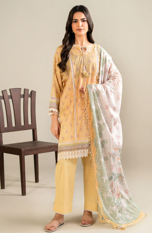 Mausummery Printed Lawn Unstitched 3 Piece Suit - Daydaily - MUS25SUL - Yellow - Summer Collection