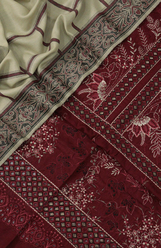 Dyed Karandi Wool Embroidered Unstitch Collection - MDS-68 A