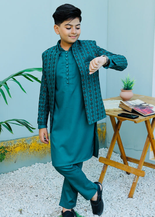 Parrot Green Prince Coat Suit P33