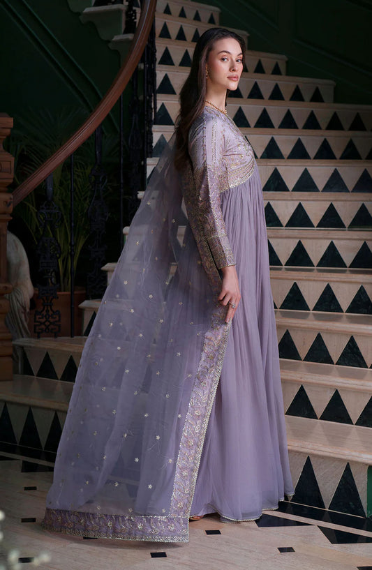 Mehak Yaqoob Embroidered Chiffon Stitched 3 Piece Suit - Stella - MY25MRV2 - Purple - Formal Collection