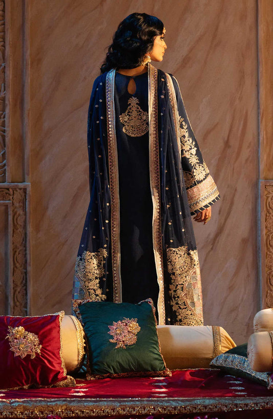 AJR Embroidered Organza Unstitched 3 Piece - Mehrnaz - AJR25S - Black - Wedding Collection