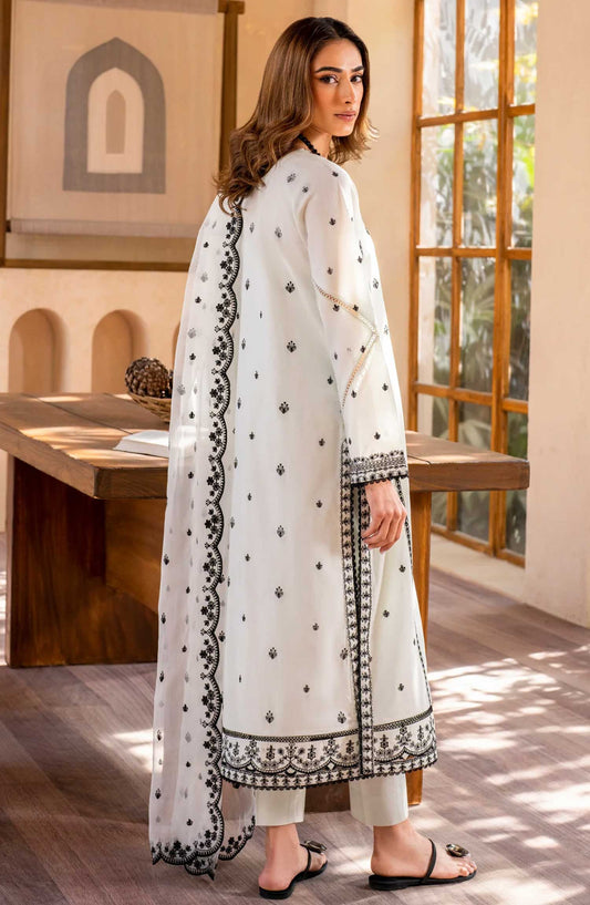 Zarif Embroidered Jacquard Stitched 3 Piece Suit - Miya - ZF25EL - White - Summer Collection