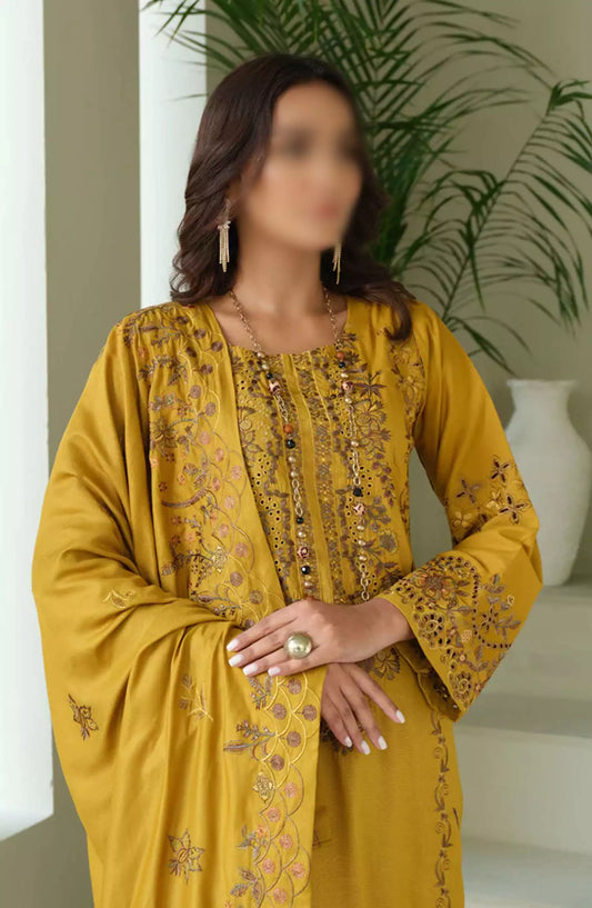Dyed Linen Embroidered Collection by Marjjan - ML-247 (MUSTARD)