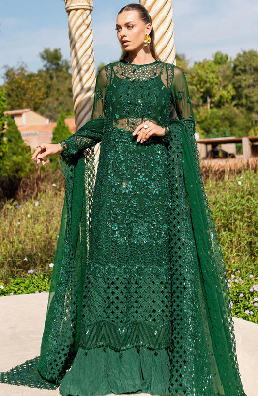Isabella by Marjjan Embroidered Chiffon Unstitched 3 Piece Suit - MLC-26 - MJ25IF - Green - Festive Collection