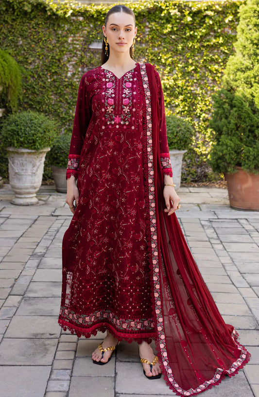 Ruhi by Marjjan Embroidered Lawn Unstitched 3 Piece Suit - MLL-03 A - MJ25RU - Red - Summer Collection