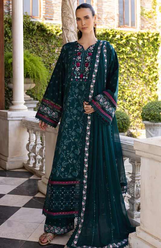 Ruhi by Marjjan Embroidered Lawn Unstitched 3 Piece Suit - MLL-03 B - MJ25RU - Sea Green - Summer Collection