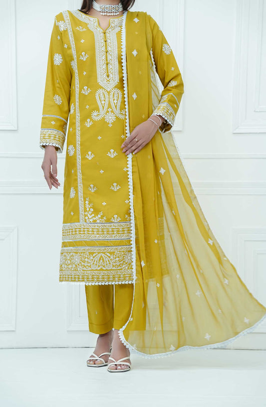 Mauve by Amna Khadija Embroidered Cotton Stitched 3 Piece Suit - MLP 04 - AK25MLP1 - Yellow - Casual Collection