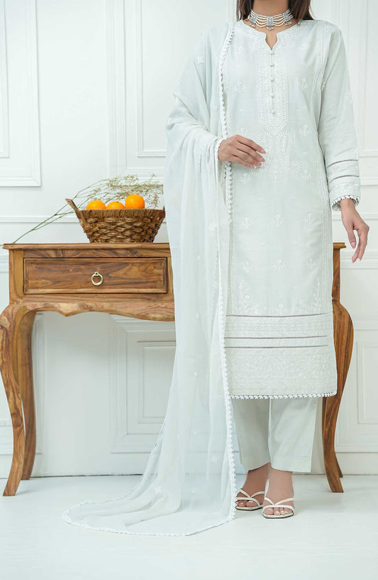 Mauve by Amna Khadija Embroidered Cotton Stitched 3 Piece Suit - MLP 06 - AK25MLP1 - White - Casual Collection